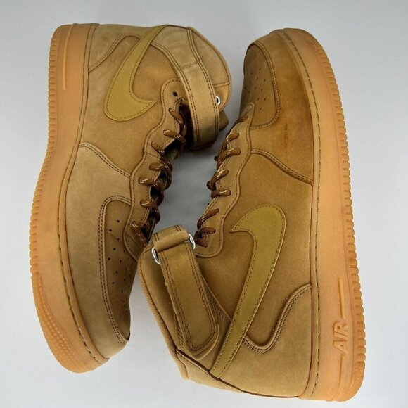 Nike Mens DJ9158-200 Tan Air Force 1 '07 Mid Flax Wheat Gum Size 15 Sneakers - Picture 5 of 9